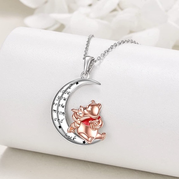 Winnie the Pooh and Piglet I Love You to the Moon and Back Necklace - Picture 2 of 6